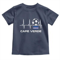 Cape Verde Soccer Heartbeat EKG Pulse Graphic Toddler T Shirt Cabo Verde Football Fans Pride