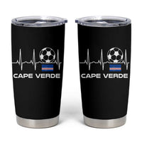 Cape Verde Soccer Heartbeat EKG Pulse Graphic Tumbler Cup Cabo Verde Football Fans Pride