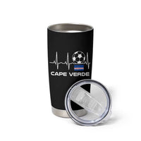 Cape Verde Soccer Heartbeat EKG Pulse Graphic Tumbler Cup Cabo Verde Football Fans Pride