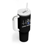 Cape Verde Soccer Heartbeat EKG Pulse Graphic Tumbler With Handle Cabo Verde Football Fans Pride
