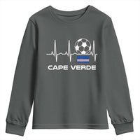Cape Verde Soccer Heartbeat EKG Pulse Graphic Youth Sweatshirt Cabo Verde Football Fans Pride