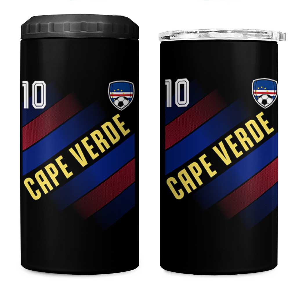 Cape Verde Soccer Jersey Style National Pride 4 in 1 Can Cooler Tumbler Cabo Verde Football Fans Number 10 Athletic