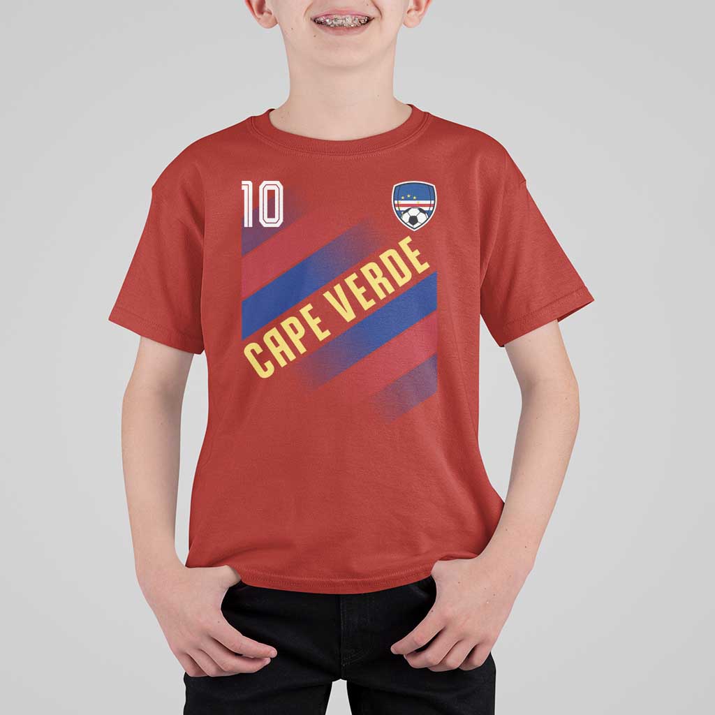 Cape Verde Soccer Jersey Style National Pride T Shirt For Kid Cabo Verde Football Fans Number 10 Athletic