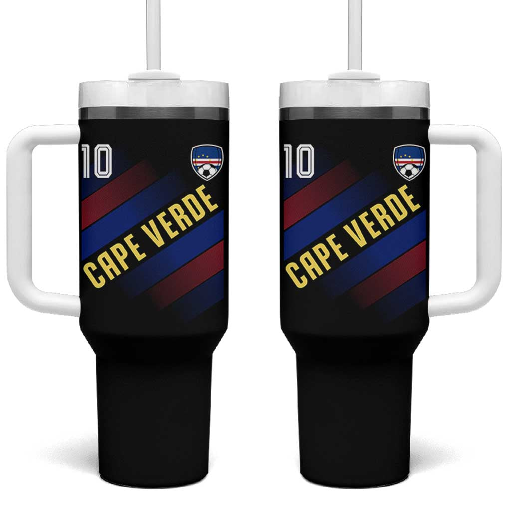 Cape Verde Soccer Jersey Style National Pride Tumbler With Handle Cabo Verde Football Fans Number 10 Athletic