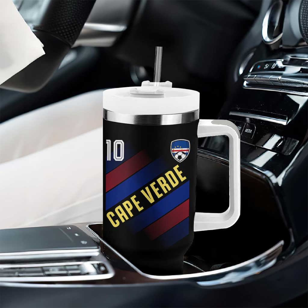 Cape Verde Soccer Jersey Style National Pride Tumbler With Handle Cabo Verde Football Fans Number 10 Athletic