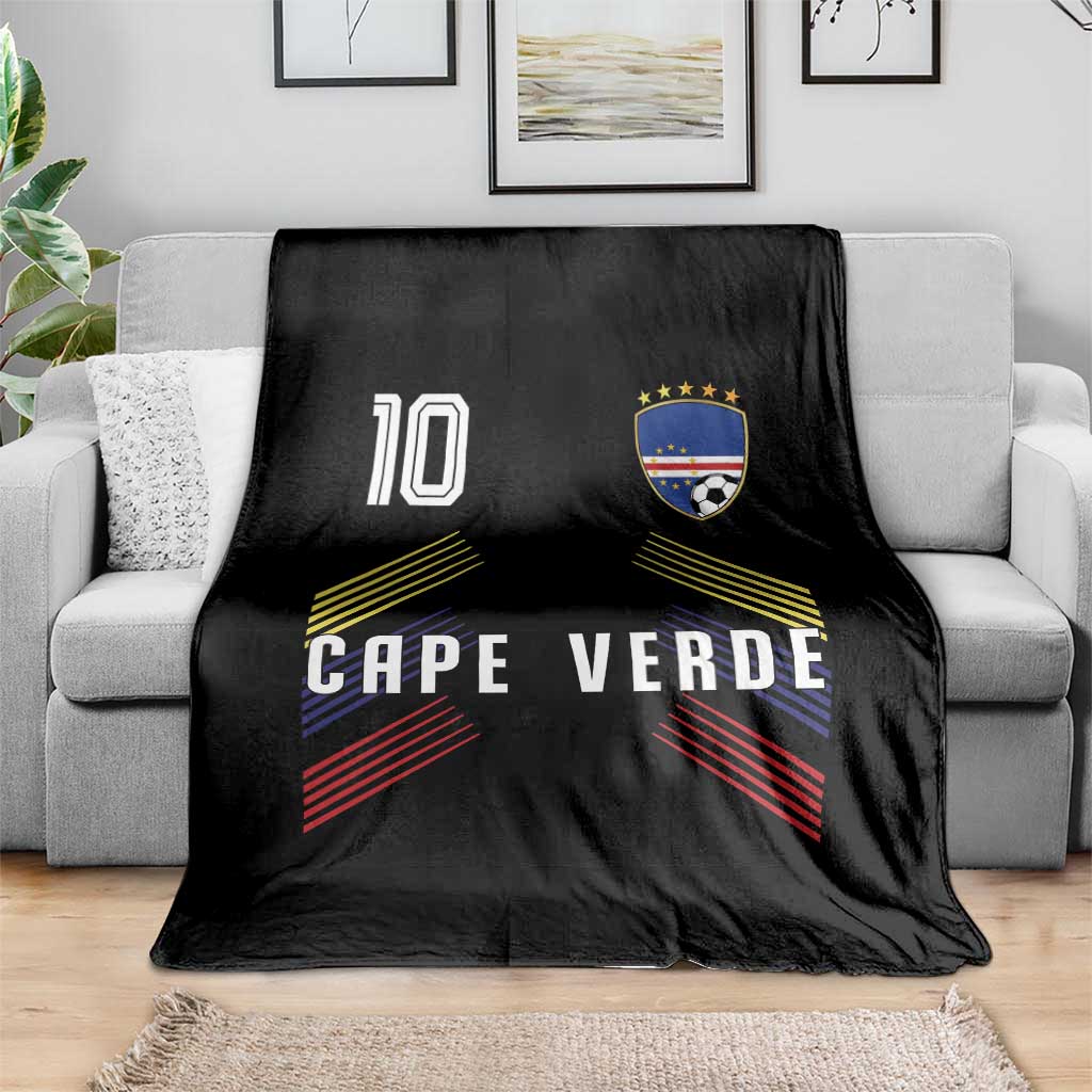 Cabo Verde Football Crest Pride Jersey Style Throw Blanket Cape Verde Soccer Fan Number 10 Athletic