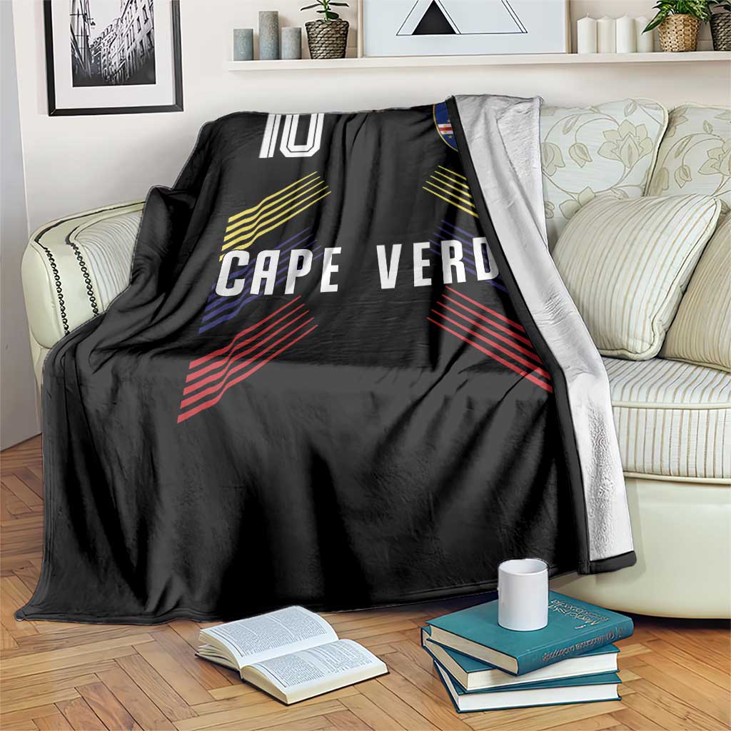 Cabo Verde Football Crest Pride Jersey Style Throw Blanket Cape Verde Soccer Fan Number 10 Athletic