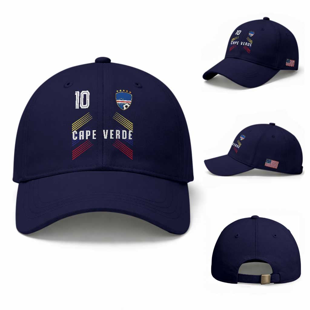 Cabo Verde Football Crest Pride Jersey Style Baseball Cap Cape Verde Soccer Fan Number 10 Athletic