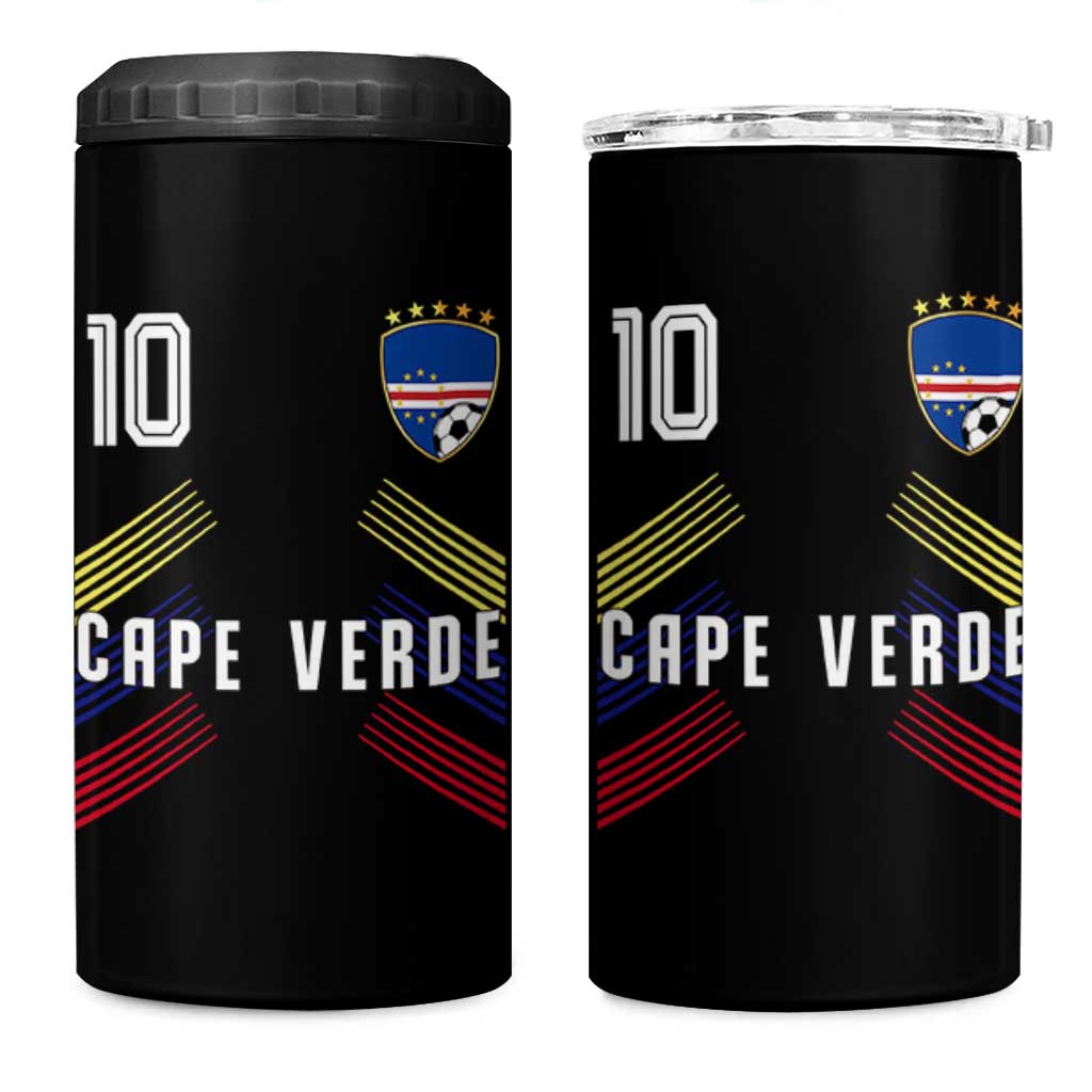 Cabo Verde Football Crest Pride Jersey Style 4 in 1 Can Cooler Tumbler Cape Verde Soccer Fan Number 10 Athletic
