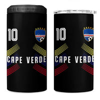 Cabo Verde Football Crest Pride Jersey Style 4 in 1 Can Cooler Tumbler Cape Verde Soccer Fan Number 10 Athletic