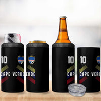 Cabo Verde Football Crest Pride Jersey Style 4 in 1 Can Cooler Tumbler Cape Verde Soccer Fan Number 10 Athletic