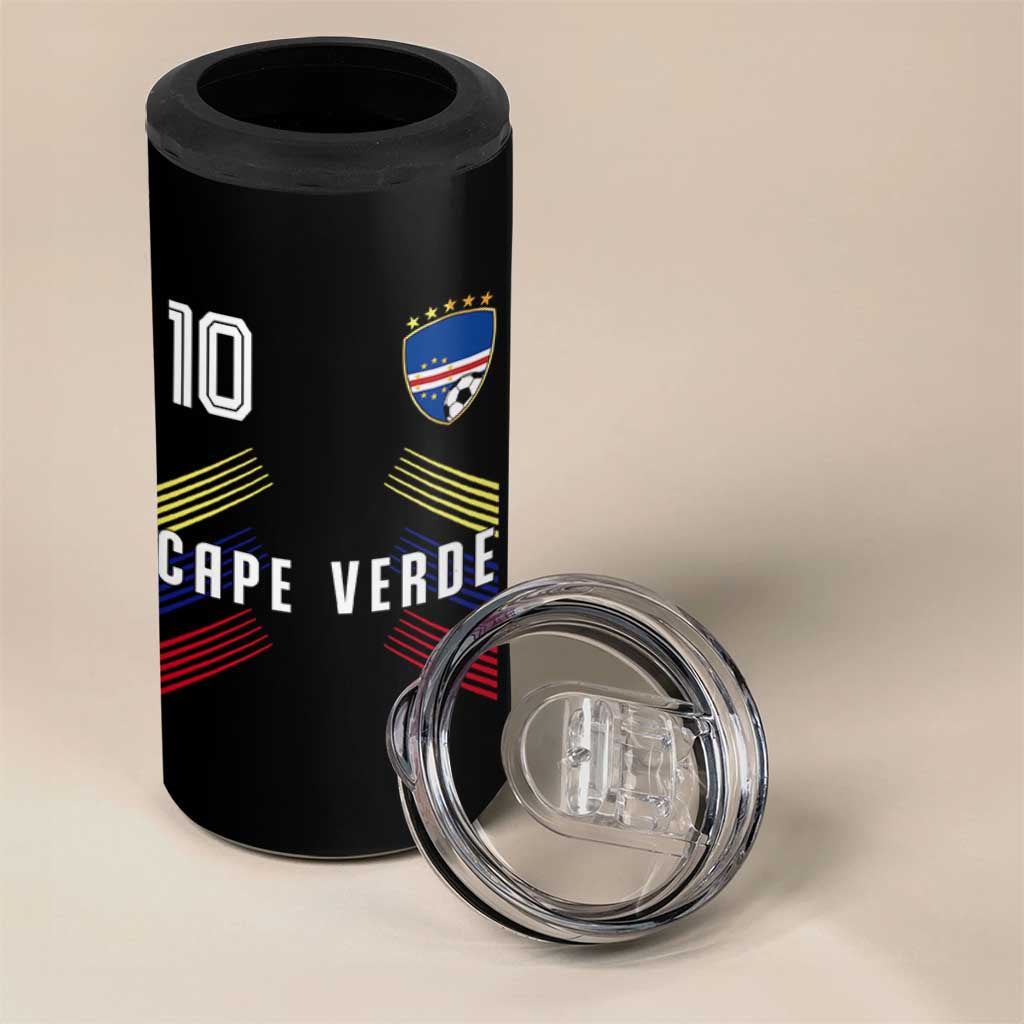 Cabo Verde Football Crest Pride Jersey Style 4 in 1 Can Cooler Tumbler Cape Verde Soccer Fan Number 10 Athletic