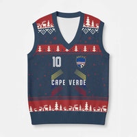 Cabo Verde Football Crest Pride Jersey Style V-Neck Knit Sweater Vest Cape Verde Soccer Fan Number 10 Athletic