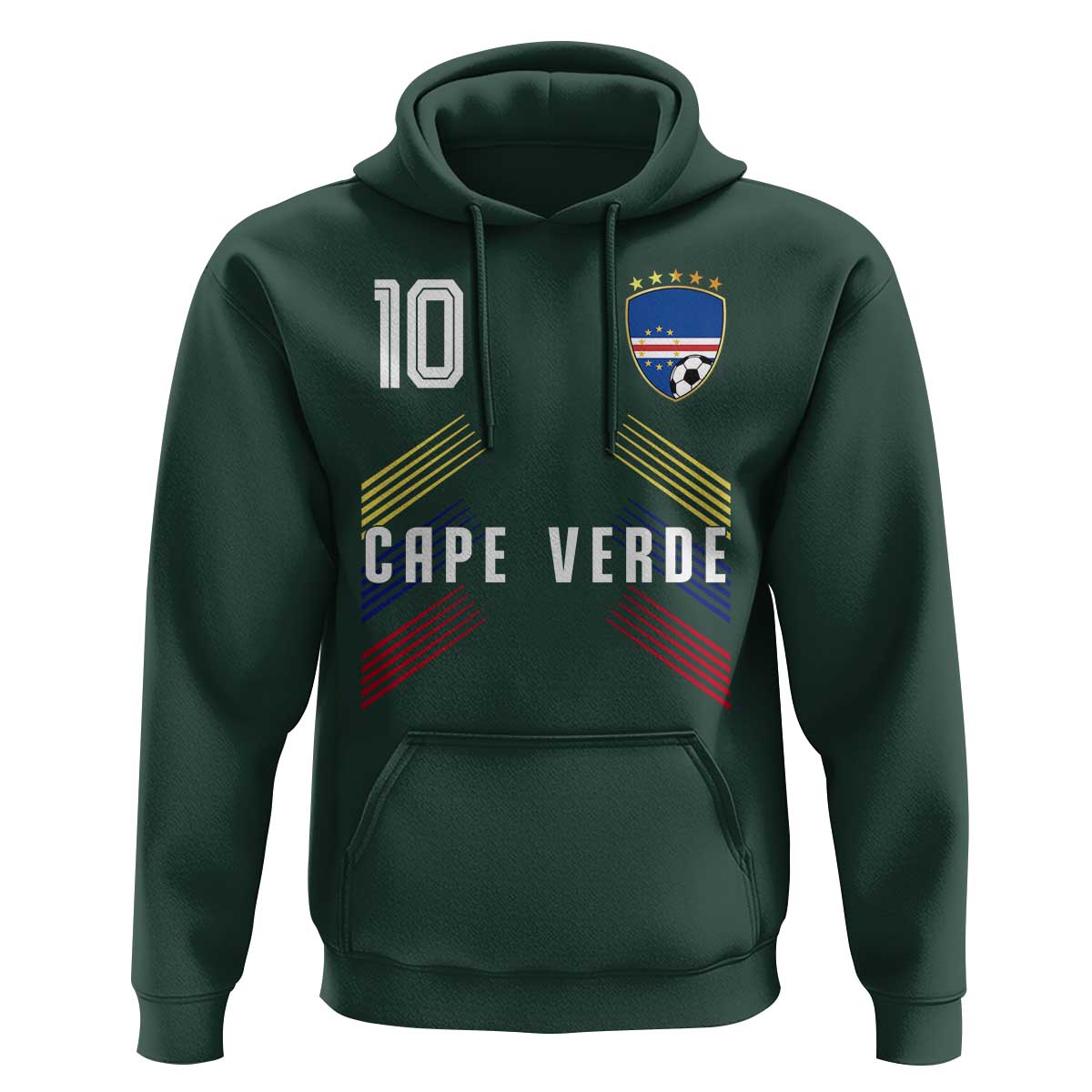 Cabo Verde Football Crest Pride Jersey Style Hoodie Cape Verde Soccer Fan Number 10 Athletic