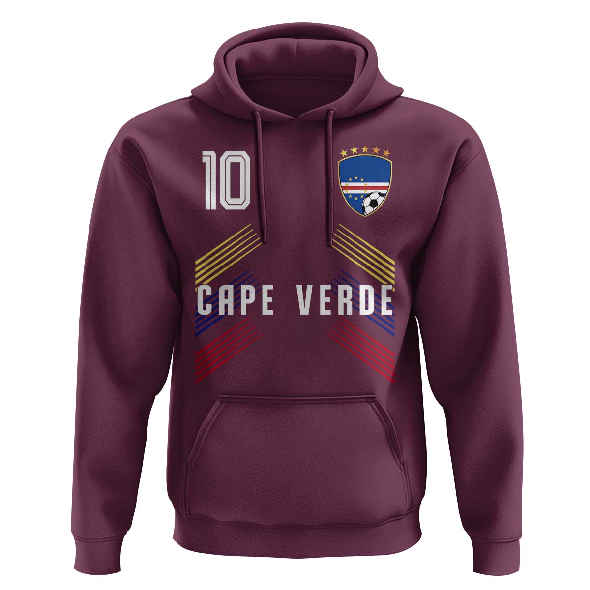 Cabo Verde Football Crest Pride Jersey Style Hoodie Cape Verde Soccer Fan Number 10 Athletic