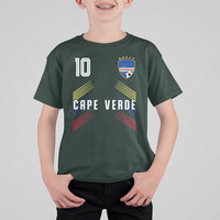 Cabo Verde Football Crest Pride Jersey Style T Shirt For Kid Cape Verde Soccer Fan Number 10 Athletic