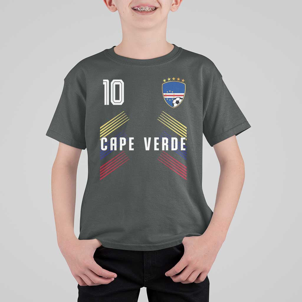Cabo Verde Football Crest Pride Jersey Style T Shirt For Kid Cape Verde Soccer Fan Number 10 Athletic