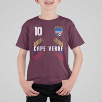 Cabo Verde Football Crest Pride Jersey Style T Shirt For Kid Cape Verde Soccer Fan Number 10 Athletic