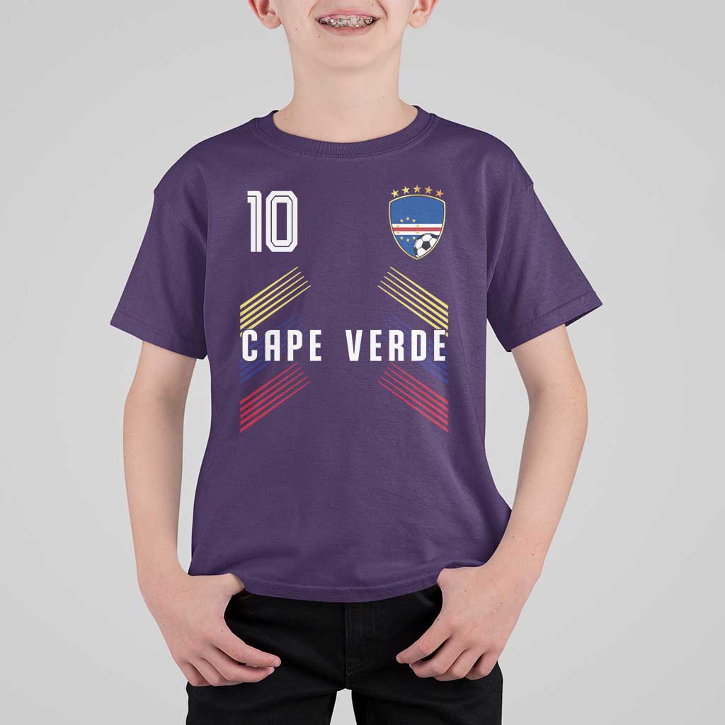Cabo Verde Football Crest Pride Jersey Style T Shirt For Kid Cape Verde Soccer Fan Number 10 Athletic