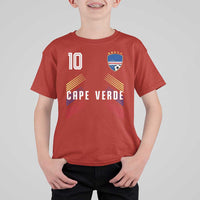 Cabo Verde Football Crest Pride Jersey Style T Shirt For Kid Cape Verde Soccer Fan Number 10 Athletic