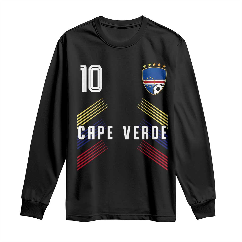 Cabo Verde Football Crest Pride Jersey Style Long Sleeve Shirt Cape Verde Soccer Fan Number 10 Athletic