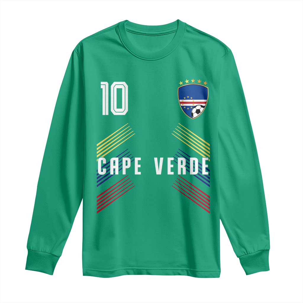 Cabo Verde Football Crest Pride Jersey Style Long Sleeve Shirt Cape Verde Soccer Fan Number 10 Athletic