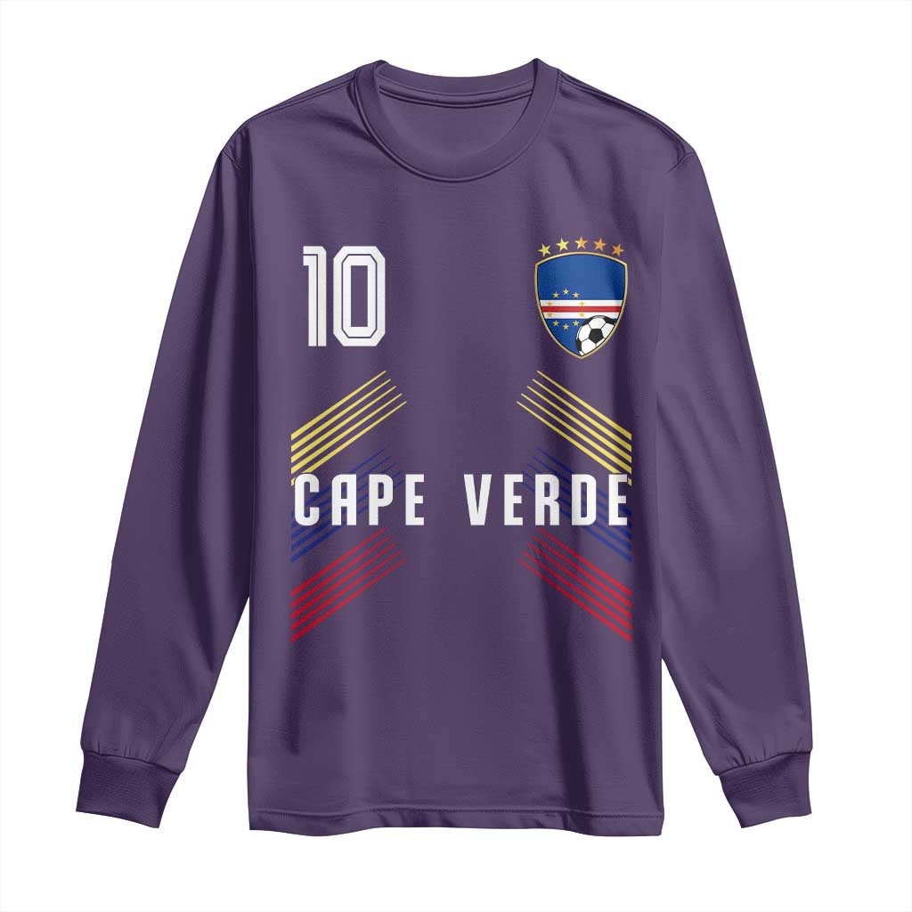 Cabo Verde Football Crest Pride Jersey Style Long Sleeve Shirt Cape Verde Soccer Fan Number 10 Athletic