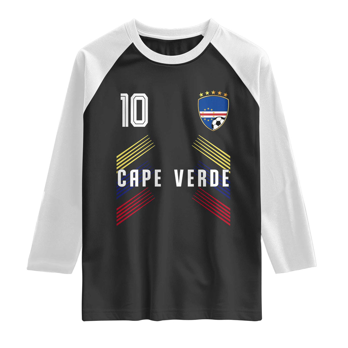 Cabo Verde Football Crest Pride Jersey Style Raglan Shirt Cape Verde Soccer Fan Number 10 Athletic