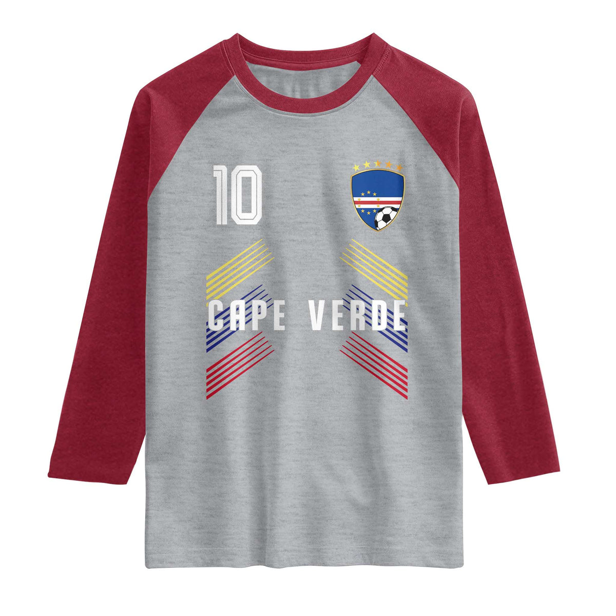 Cabo Verde Football Crest Pride Jersey Style Raglan Shirt Cape Verde Soccer Fan Number 10 Athletic