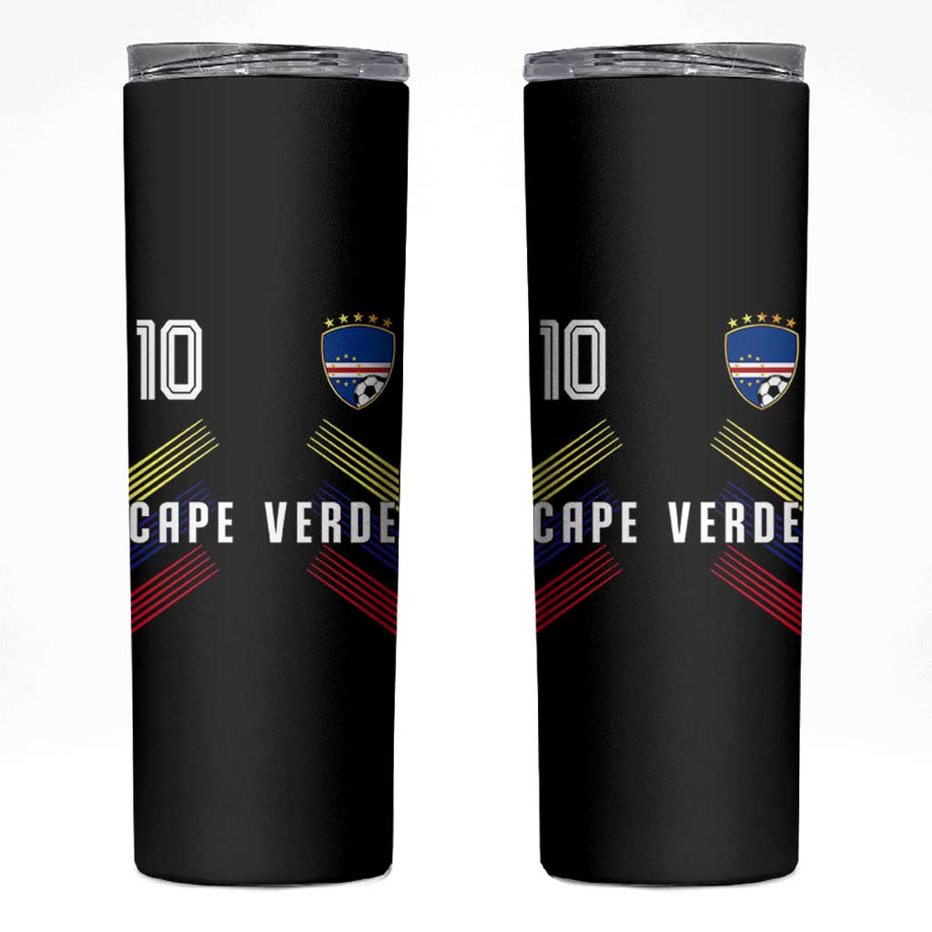 Cabo Verde Football Crest Pride Jersey Style Skinny Tumbler Cape Verde Soccer Fan Number 10 Athletic