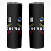 Cabo Verde Football Crest Pride Jersey Style Skinny Tumbler Cape Verde Soccer Fan Number 10 Athletic