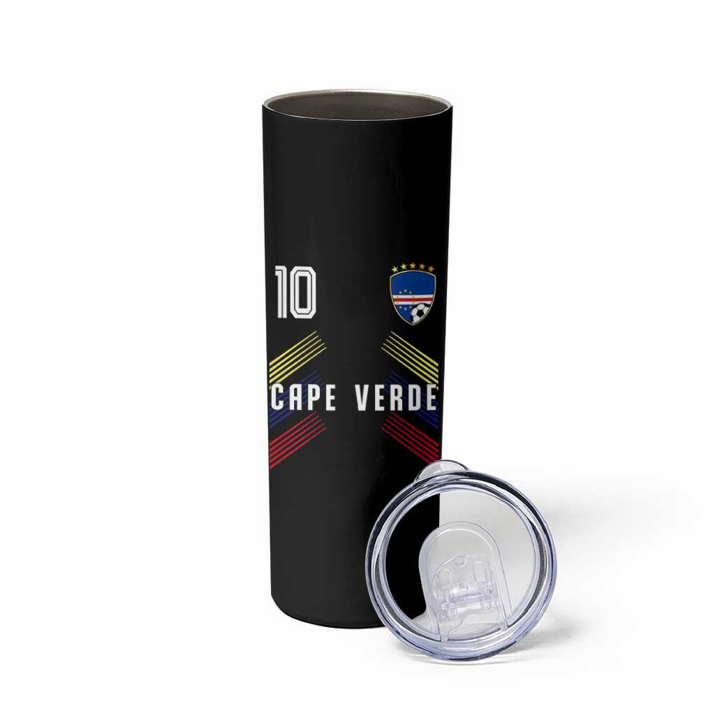 Cabo Verde Football Crest Pride Jersey Style Skinny Tumbler Cape Verde Soccer Fan Number 10 Athletic