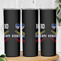 Cabo Verde Football Crest Pride Jersey Style Skinny Tumbler Cape Verde Soccer Fan Number 10 Athletic