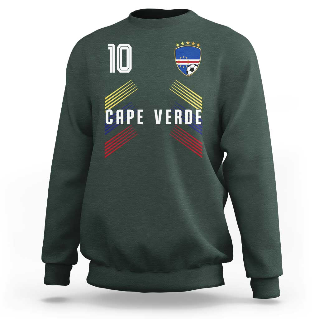 Cabo Verde Football Crest Pride Jersey Style Sweatshirt Cape Verde Soccer Fan Number 10 Athletic