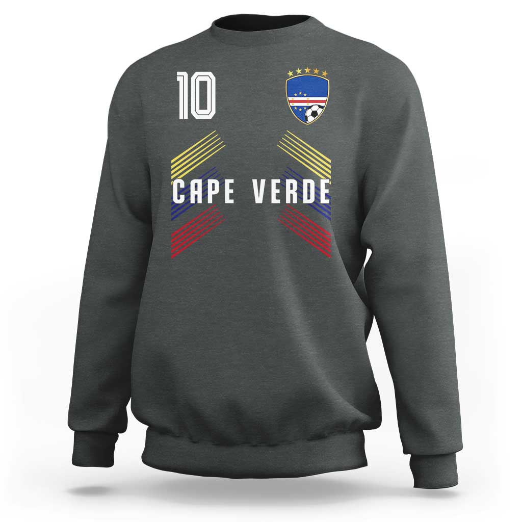 Cabo Verde Football Crest Pride Jersey Style Sweatshirt Cape Verde Soccer Fan Number 10 Athletic