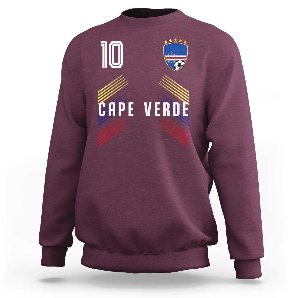 Cabo Verde Football Crest Pride Jersey Style Sweatshirt Cape Verde Soccer Fan Number 10 Athletic