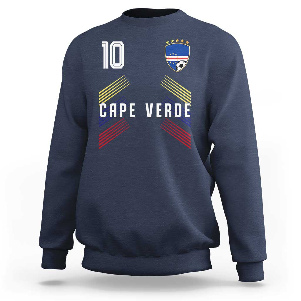 Cabo Verde Football Crest Pride Jersey Style Sweatshirt Cape Verde Soccer Fan Number 10 Athletic