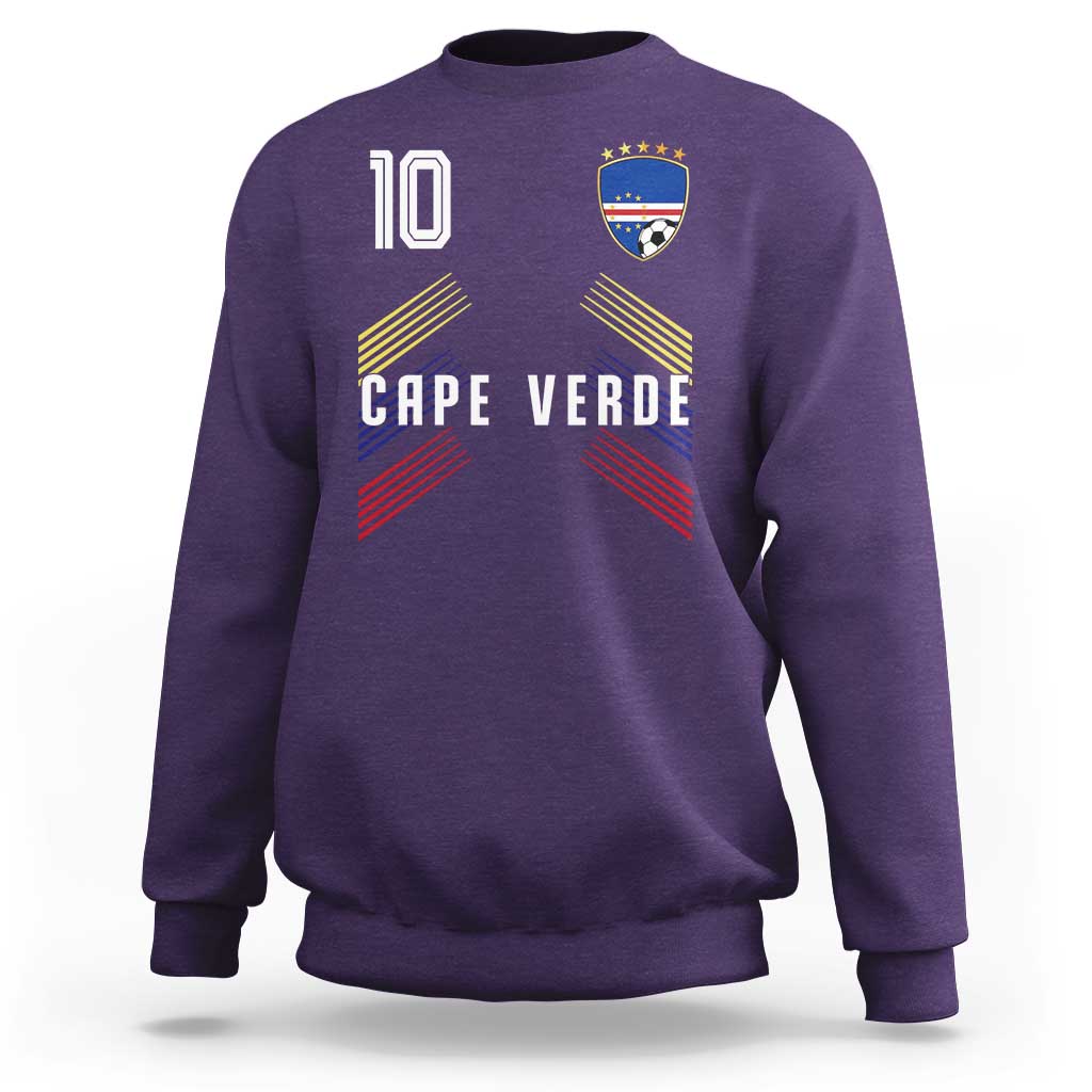 Cabo Verde Football Crest Pride Jersey Style Sweatshirt Cape Verde Soccer Fan Number 10 Athletic