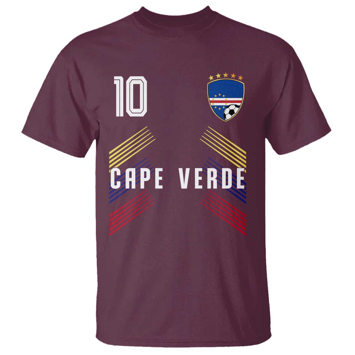 Cabo Verde Football Crest Pride Jersey Style T Shirt Cape Verde Soccer Fan Number 10 Athletic