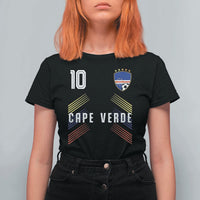 Cabo Verde Football Crest Pride Jersey Style T Shirt For Women Cape Verde Soccer Fan Number 10 Athletic