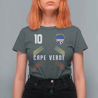 Cabo Verde Football Crest Pride Jersey Style T Shirt For Women Cape Verde Soccer Fan Number 10 Athletic