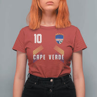 Cabo Verde Football Crest Pride Jersey Style T Shirt For Women Cape Verde Soccer Fan Number 10 Athletic