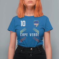 Cabo Verde Football Crest Pride Jersey Style T Shirt For Women Cape Verde Soccer Fan Number 10 Athletic