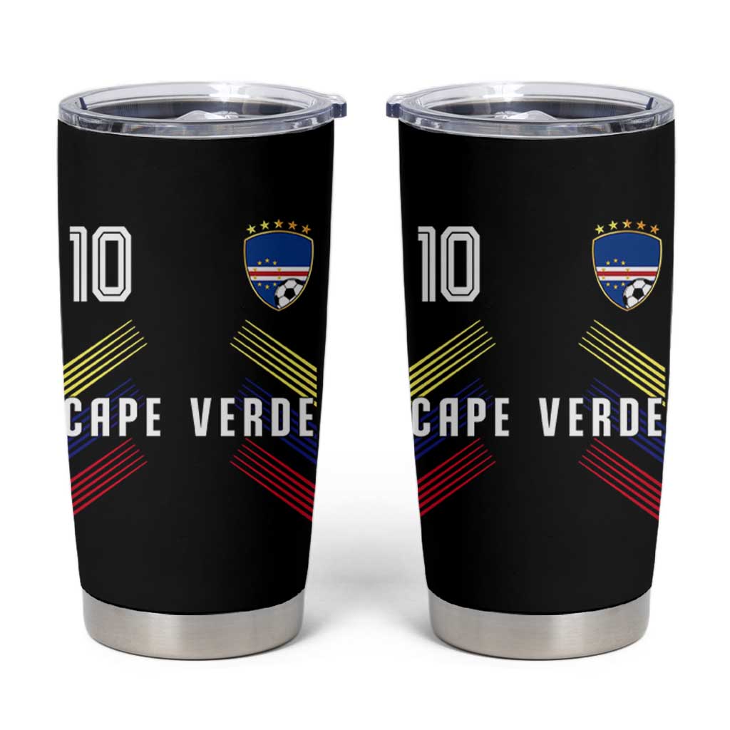 Cabo Verde Football Crest Pride Jersey Style Tumbler Cup Cape Verde Soccer Fan Number 10 Athletic