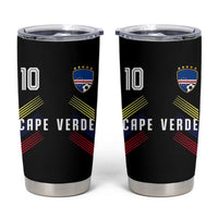 Cabo Verde Football Crest Pride Jersey Style Tumbler Cup Cape Verde Soccer Fan Number 10 Athletic