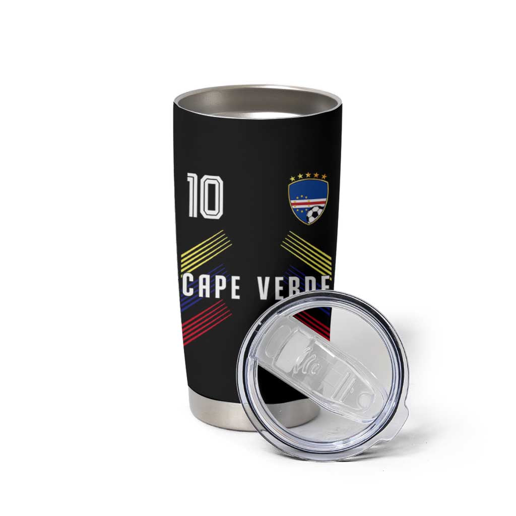 Cabo Verde Football Crest Pride Jersey Style Tumbler Cup Cape Verde Soccer Fan Number 10 Athletic