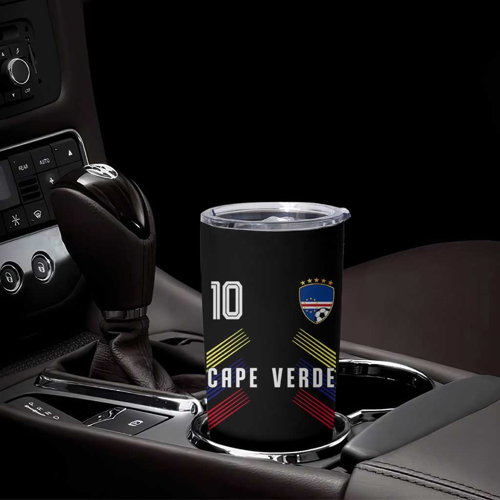 Cabo Verde Football Crest Pride Jersey Style Tumbler Cup Cape Verde Soccer Fan Number 10 Athletic