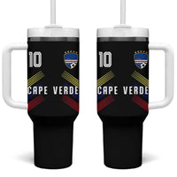 Cabo Verde Football Crest Pride Jersey Style Tumbler With Handle Cape Verde Soccer Fan Number 10 Athletic
