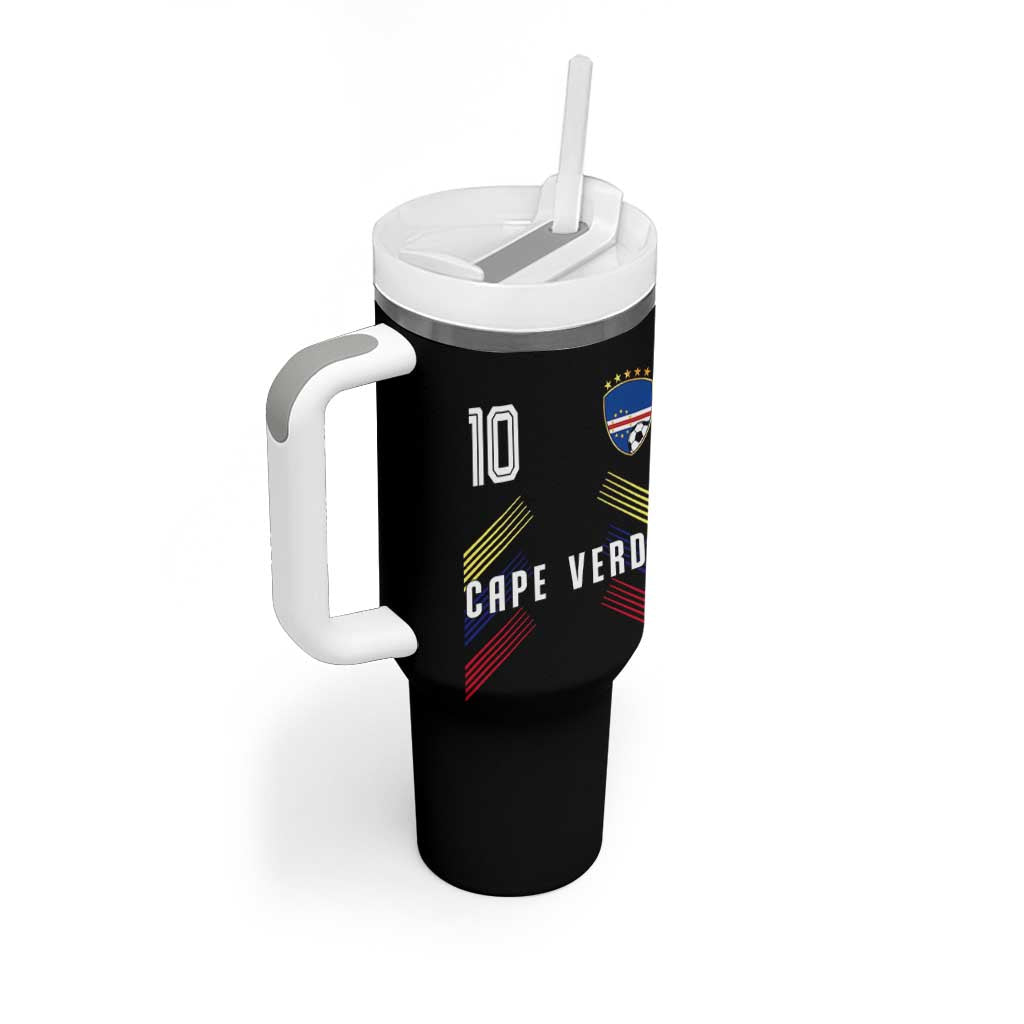 Cabo Verde Football Crest Pride Jersey Style Tumbler With Handle Cape Verde Soccer Fan Number 10 Athletic
