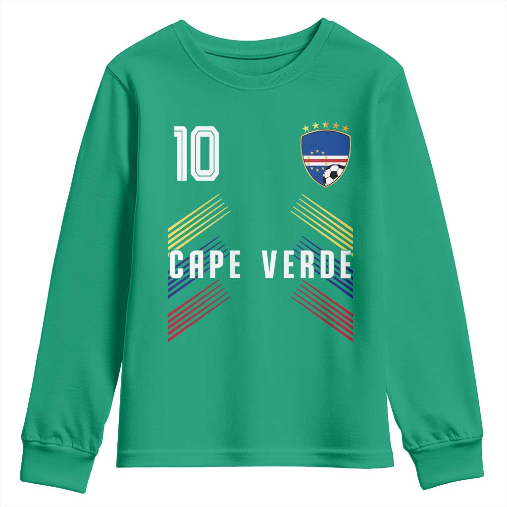 Cabo Verde Football Crest Pride Jersey Style Youth Sweatshirt Cape Verde Soccer Fan Number 10 Athletic